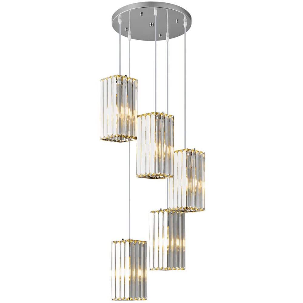 ZHLWIN Home Lighting 5-Light Chrome Rectangle Modern Pendant Light