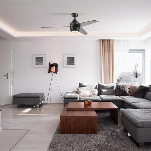 Eamon 52 in. Indoor Black LED Color Changing Modern Ceiling Fan with Remote Control and Dual Mounting Options