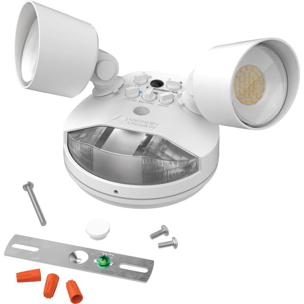 White Dual Head LED Security Flood Light with Motion Sensor