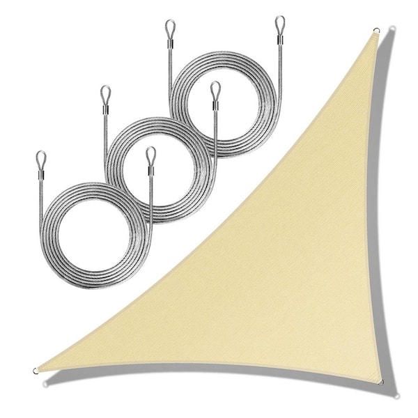 ROYAL SHADE 14 ft. x 14 ft. x 19.8 ft. Right Triangle Sun Shade Sail with Rope-Beige