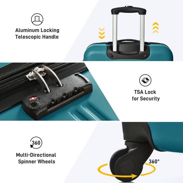 Polibi 4-Piece Blue Hardshell Luggage Set with TSA Lock