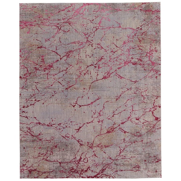 7 ft. x 10 ft. Pink Taupe and Gray Abstract Power Loom Area Rug