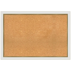 Eva White Gold 39.12 in. x 27.12 in Narrow Framed Corkboard Memo Board