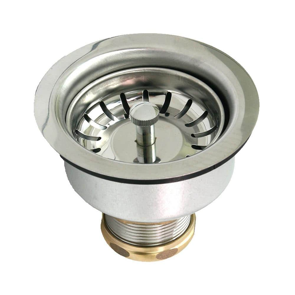 The Plumber's Choice 3-1/2 in. - 4 in. HeavyDuty Kitchen Sink Stainless  Steell Drain Assembly with Strainer Basket Stopper ESS2157 - The Home Depot