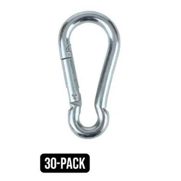 .25 in. x 2.375 in. Steel Silver Carabiners (30 Pack)