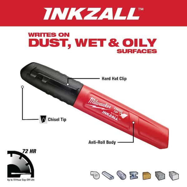 New Milwaukee Inkzall Chisel-Tip Markers, Large and XL