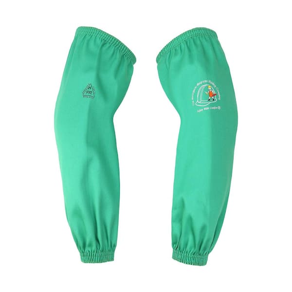 THE STRONGARM AMERICAN WELDING COMPANY 18 in. Green High Visibility Flame Resistant Cotton Welding Sleeves, FR Sleeves with Comfortable Open Elastic