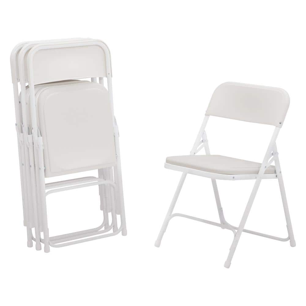 Bright White Metal Armless Stacking Reception Chair Set