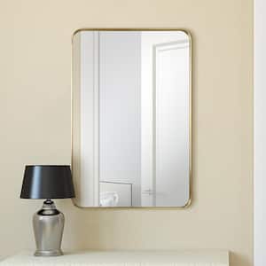 36 in. x 24 in. Ultra Rectangle Brushed Gold Stainless Steel Framed Wall Mirror