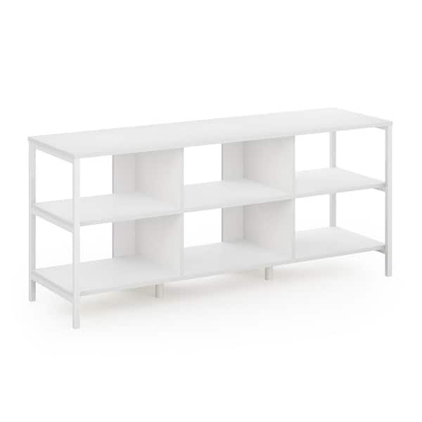 Furinno Camnus 53.2 in. Solid White/White TV Stand Fits TV's up to 60 in. with Shelves