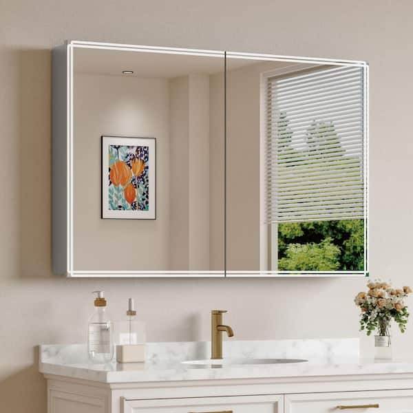 Alita 32 in. W x 32 in. H Rectangular Aluminum Medicine Cabinet with Mirror, Recessed/Surface-Mounted, Soft-Close Hinges