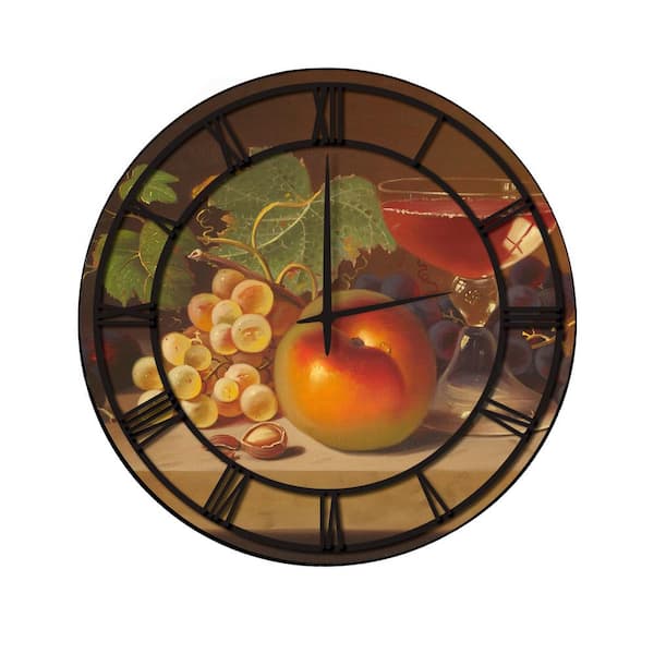 Unbranded "Fruit and Cocktail" Full Coverage Art and Black Numbers Imaged Wall Clock