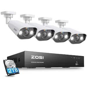 Ultra HD 4K 8-Channel 2TB PoE NVR Security Camera System with 4-Wired 8MP Spotlight Cameras, Face and Car Recognition