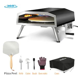 16 in. Propane Pizza Oven, Outdoor Pizza Oven in Black, with Rotating Pizza Stone