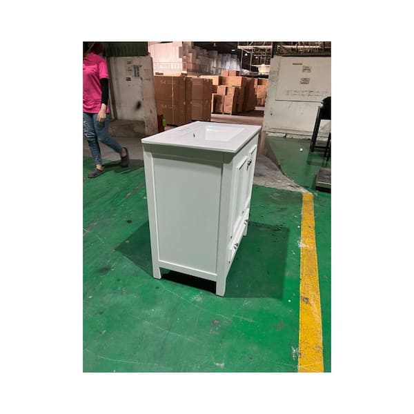 29.5 in. Storage Cabinet, Accent Cabinet with 2 Doors and Divided Drawer, White