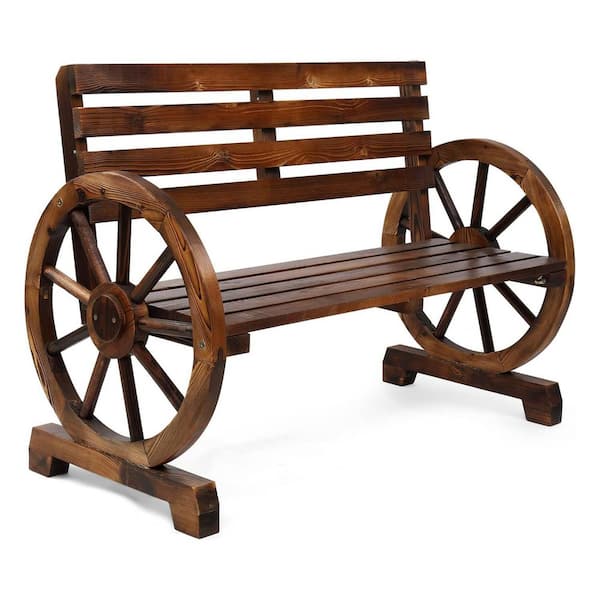 Unbranded 41 in. 2-Person Rustic Brown Wood Outdoor Bench