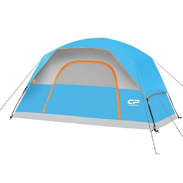 Cesicia Outdoor Portable 12 ft. x 9 ft. x 74 in. 8-Person Sky Blue Fabric Camping Tent with Rainfly and Carry Bag