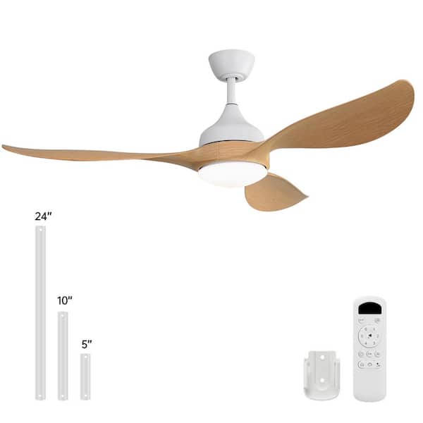 Sofucor 56 in. White Integrated LED Indoor/Outdoor Ceiling Fan with Light Kit and Remote Contro, Reversible Motor