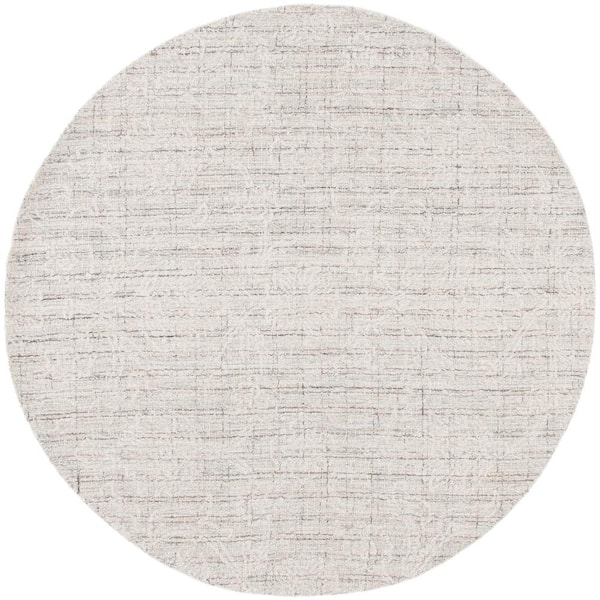 SAFAVIEH Ebony Gray/Ivory 6 ft. x 6 ft. Botanical Round Area Rug