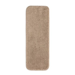 Studio Collection Washable Non-Slip Rubberback Solid 9 in. x 31 in. Indoor Stair Treads, Set of 7, Beige