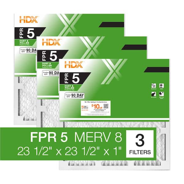 HDX 23.5 in. x 23.5 in. x 1 in. Standard Pleated Air Filter FPR 5, MERV 8 (3-Pack)