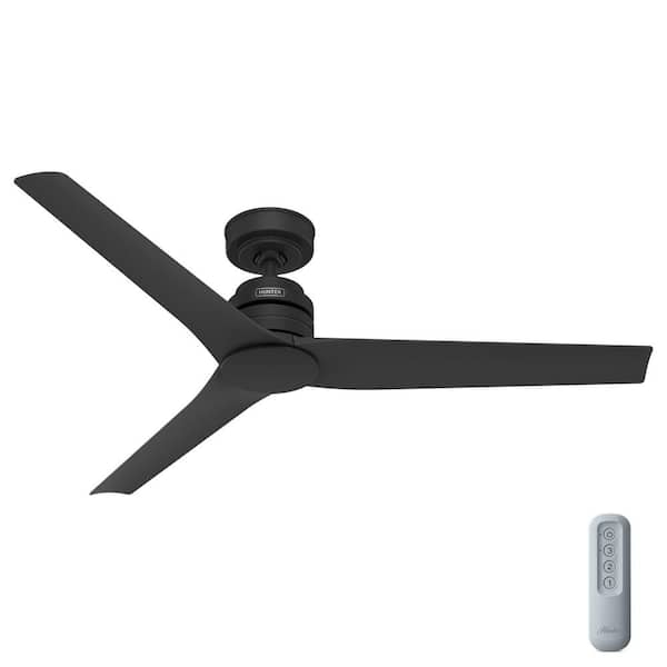 Nocturnal 52 in. Indoor/Outdoor Matte Black Propeller Ceiling Fan with Remote Included for Porches and Covered Patios