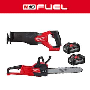 M18 FUEL GEN-2 18-Volt Lithium-Ion Brushless Cordless SAWZALL w/16 in. 18-Volt FUEL Chainsaw, Two 6 Ah HO Batteries