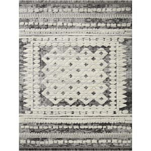 Jerome Charcoal/Ivory 7 Ft. 11 In. x 10 Ft. Abstract Boho Shag Area Rug