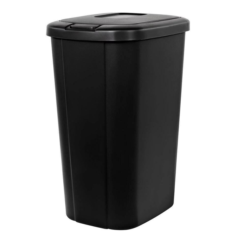 13.3gal Touch Lid Trash Can, Black with Decorative Texture 14170566 The Home Depot
