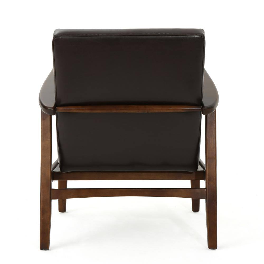 Handcrafted Brown Faux Leather Square Arm Club Chair