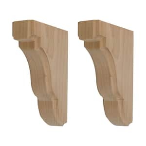 1-3/4 in. x 7 in. x 5 in. Unfinish North American Alder Wood Traditional Plain Corbel (2-Pack)
