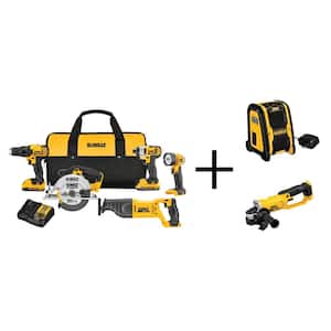 20V MAX Cordless 5 Tool Combo Kit, 4.5-5 in. Grinder, Cut-Off Tool, and (2) 20V 2.0Ah Batteries