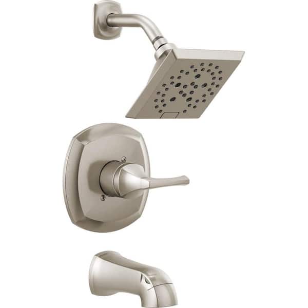 Delta Portwood Rough Included Single-Handle 5-Spray Tub and Shower Faucet 1.75 GPM in SpotShield Brushed Nickel Valve Included