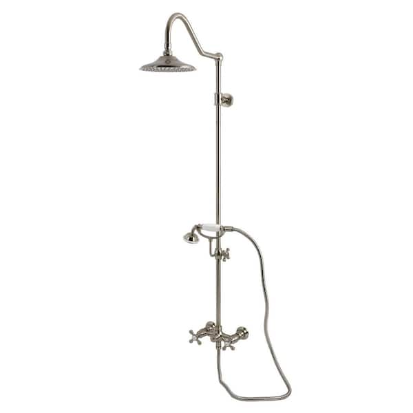 Kingston 3-Handle 1-Spray Shower Combo in Brushed Nickel