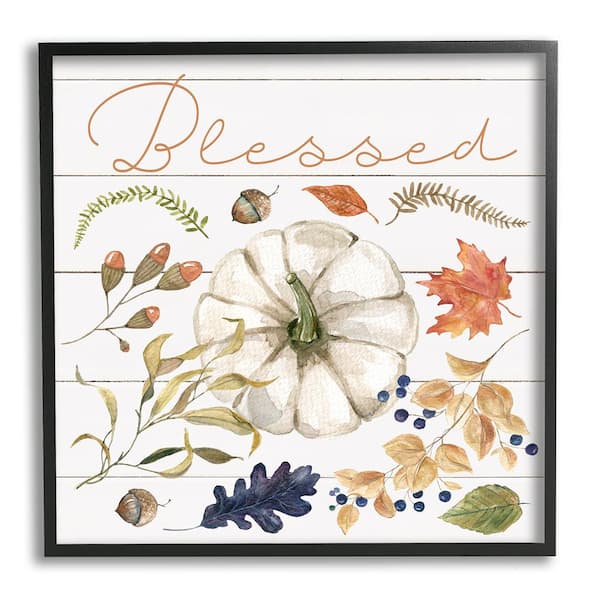 Stupell Industries Blessed Fall Botanicals by Livi Finn (1-Piece) Framed Graphic Print Nature Poster Art Print 24 in. x 24 in.
