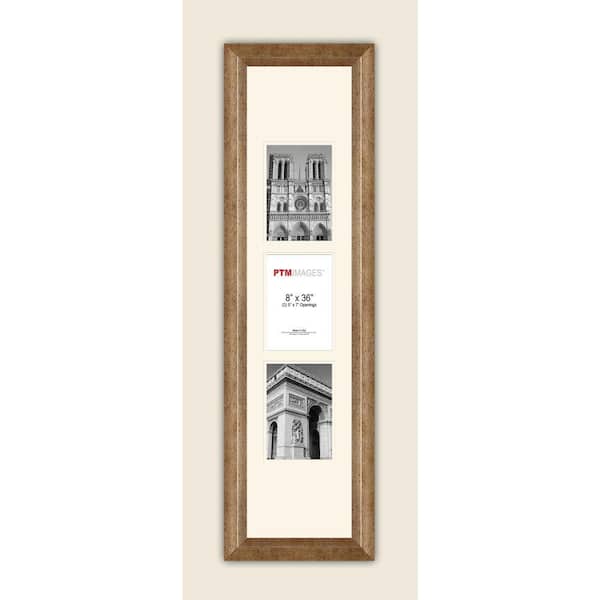 PTM Images 3-Opening Vertical 5 in. x 7 in. White Matted Champagne Photo Collage Frame