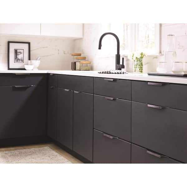 Extent 8-9/16 in. (217mm) Modern Black Chrome Cabinet Edge Pull