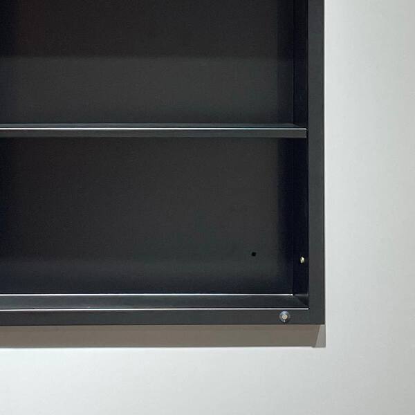 Tileon 30 in. W x 26 in. H Rectangular Black Metal Wall Mount or Recessed Medicine Cabinet with Mirror