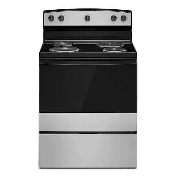 Amana 30 in. 4 Element Freestanding Electric Range in Stainless Steel with Easy-Clean Glass Door