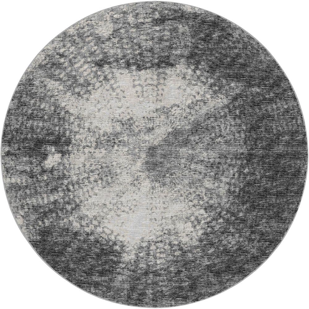 Dream Shag Premium Machine Washable Abstract ADS34 Black 8 ft. x 8 ft. Round Rug price history on PriceWatchPro