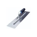 16 in. x 4 in. U-Notch Margin Trowel with Notch Size 1/16 in. x 1/32 in. x 1/12 in. with Comfort Grip Handle