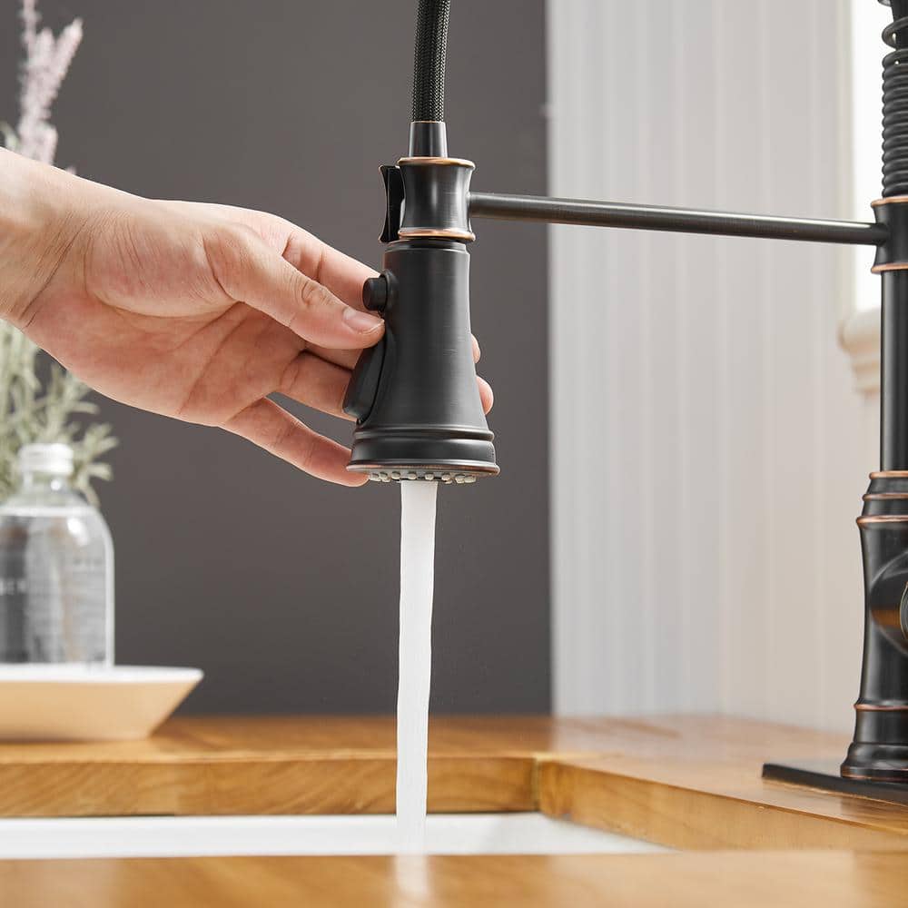 Oil Rubbed Bronze Pull-Down Kitchen Faucet with Spray