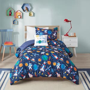 Conner 4-Piece Multi Full/Queen Outer Space Printed Microfiber Comforter Set