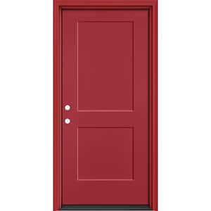 Performance Door System 36 in. x 80 in. Logan Right-Hand Inswing Red Smooth Fiberglass Prehung Front Door