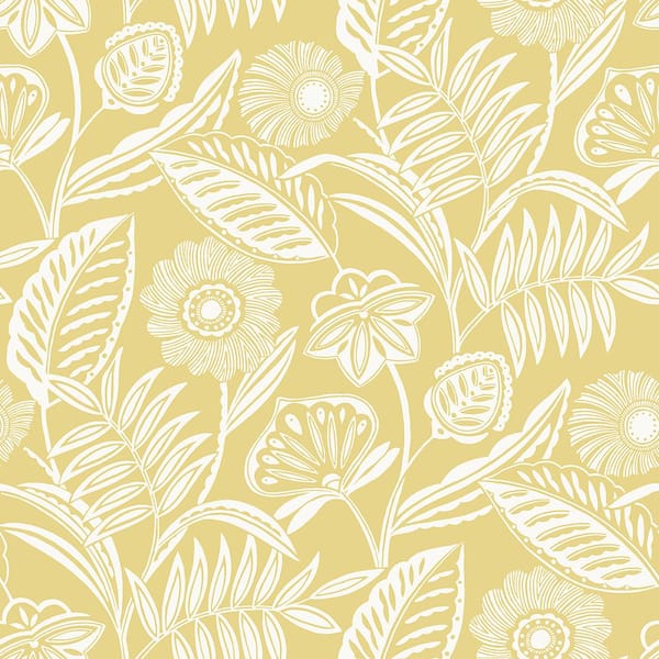 A-Street Prints Alma Yellow Tropical Floral Paper Strippable Roll (Covers 60.8 sq. ft.)