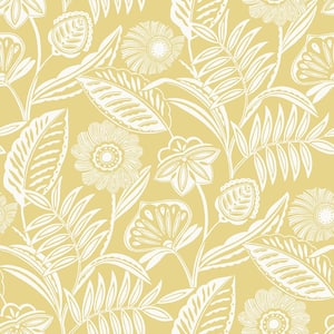 Alma Yellow Tropical Floral Yellow Wallpaper Sample