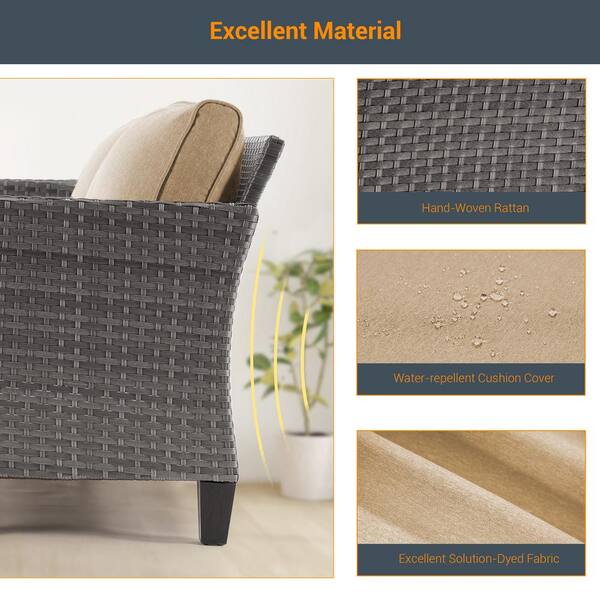 JOYESERY 8-Piece Gray Wicker Outdoor Seating Sofa Set with