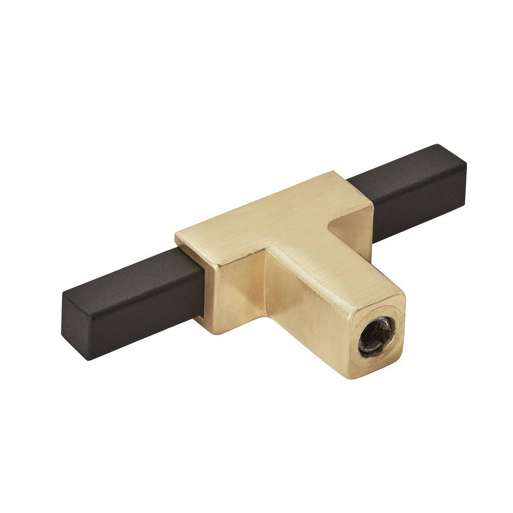 Urbanite Brushed Gold and Matte Black T-Handle Knob