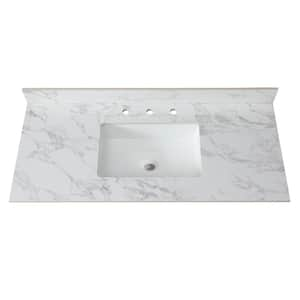 49 in. W x 22 in. D Ceramic White Rectangular Single Sink Vanity Top in White