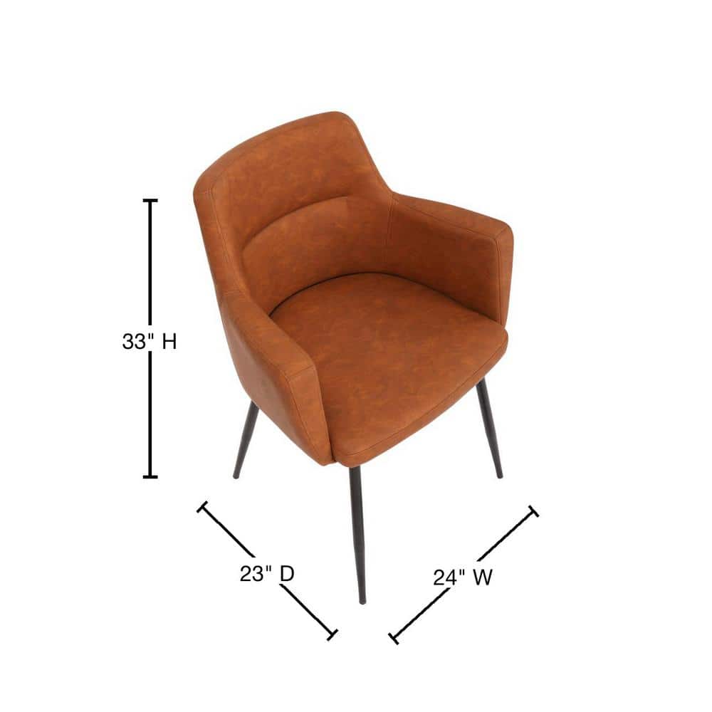 Modern Light Brown Faux Leather Accent Chair with Metal Legs
